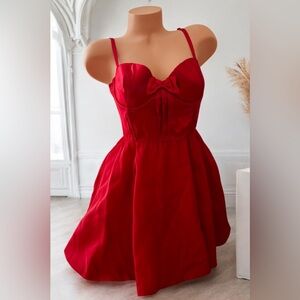 Victoria’s Secret Bow Topped Bustier Slip Dress Lingerie Red Large